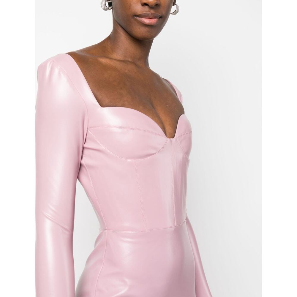 Alex Perry Patent Faux leather Long sleeve pink bodycon Mini Party Dress sz 8 - Picture 5 of 12